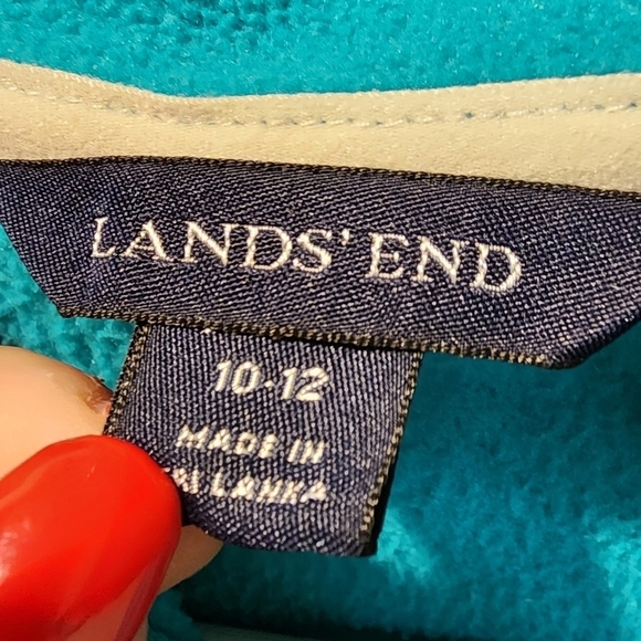 Land's End Teal Fleeces quarter zip pullover sweater size 10-12 - Picture 3 of 10